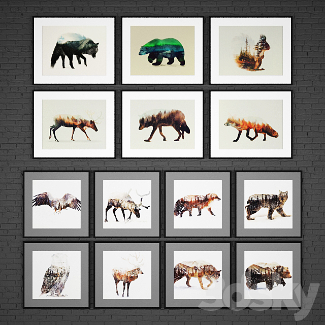 The collection of paintings “Animals” 17 pcs. 3DSMax File - thumbnail 1