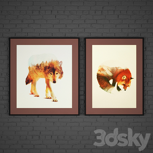 The collection of paintings “Animals” 17 pcs. 3DSMax File - thumbnail 2