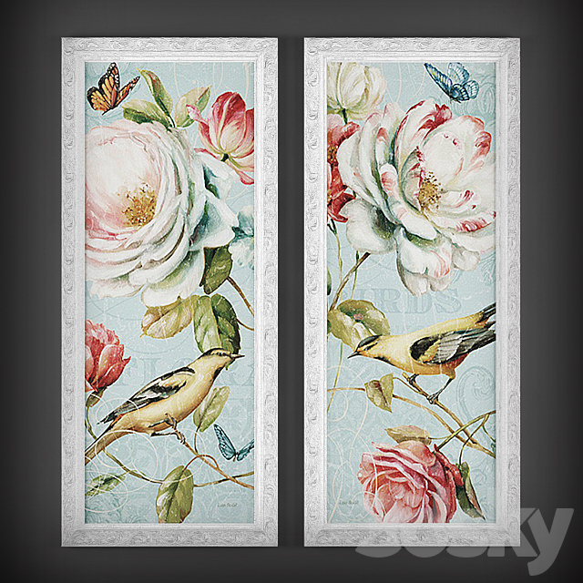 The collection of paintings “Birds and Flowers” 3DSMax File - thumbnail 1