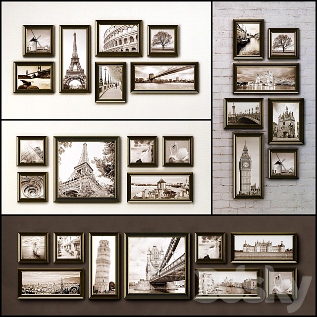 The picture in the frame. 108 Collection frame (26 paintings 6 combinations) 3DSMax File - thumbnail 1