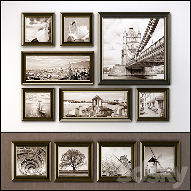 The picture in the frame. 108 Collection frame (26 paintings 6 combinations) 3DSMax File - thumbnail 3