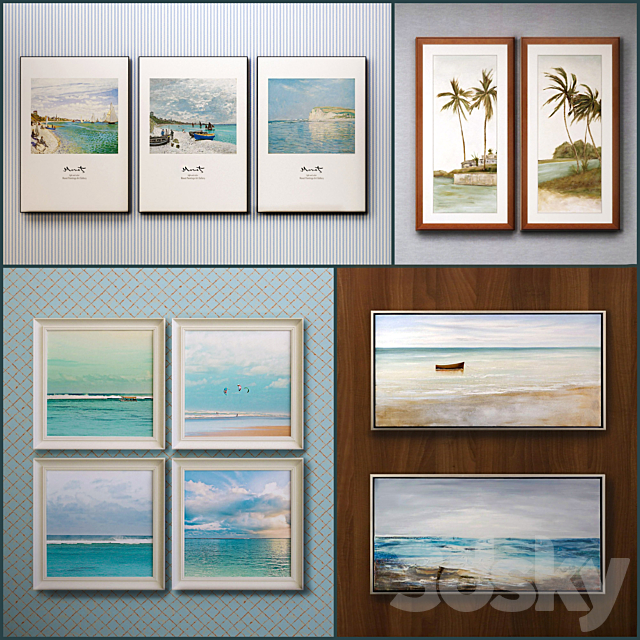 The picture in the frame: 11 Pieces (Collection 35) Sea theme 3DS Max Model - thumbnail 1