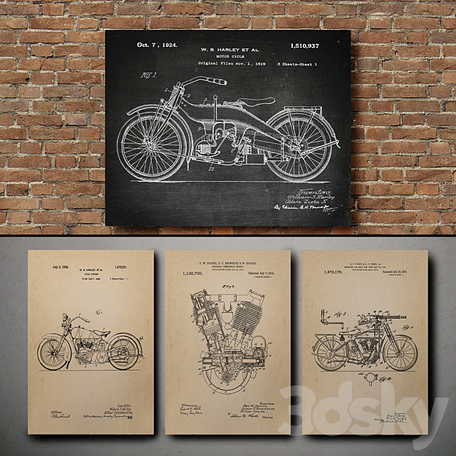 The picture in the frame. 117. Motorcycle Collection 3DSMax File - thumbnail 3