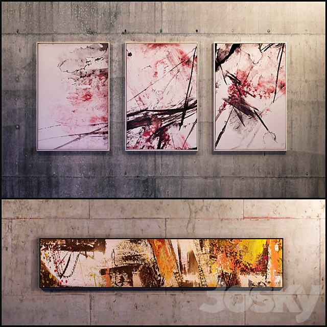 The picture in the frame: 12 Pieces (Collection 10) Abstract 3DS Max Model - thumbnail 2