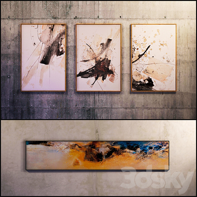 The picture in the frame: 12 Pieces (Collection 10) Abstract 3DS Max Model - thumbnail 3