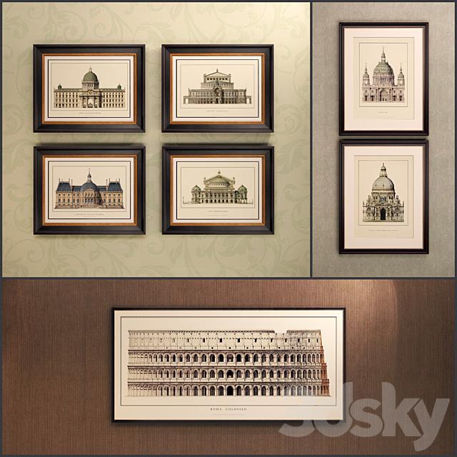 The picture in the frame: 12 Pieces (Collection 14) Architecture 3DS Max Model - thumbnail 1