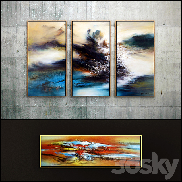 The picture in the frame: 12 Pieces (Collection 30) Abstract 3DS Max Model - thumbnail 2