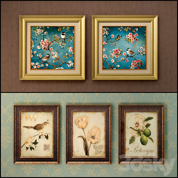 The picture in the frame: 13 pieces (collection 62) Birds 3DS Max - thumbnail 1