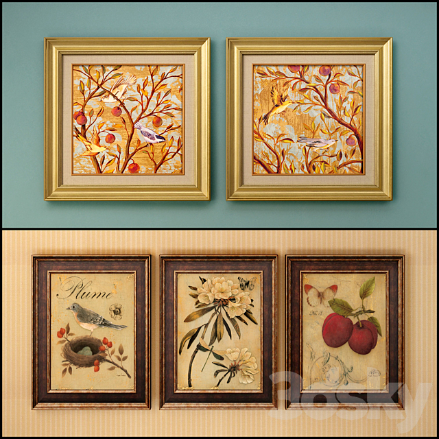 The picture in the frame: 13 pieces (collection 62) Birds 3DS Max Model - thumbnail 2