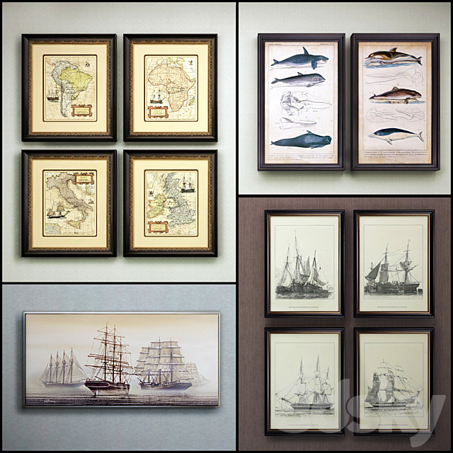 The picture in the frame: 14 piece (Collection 34) Sea theme 3DSMax File - thumbnail 1