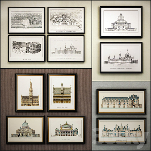 The picture in the frame: 17 piece (Collection 33) Architecture 3DSMax File - thumbnail 1