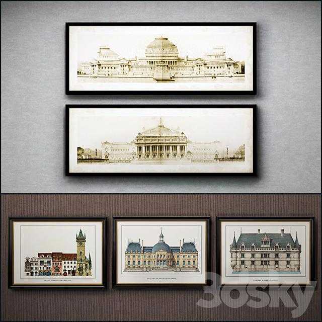 The picture in the frame: 17 piece (Collection 33) Architecture 3DSMax File - thumbnail 2