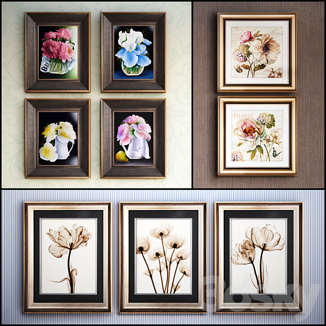 The picture in the frame: 17 piece (Collection 53) Flowers 3DSMax File - thumbnail 1