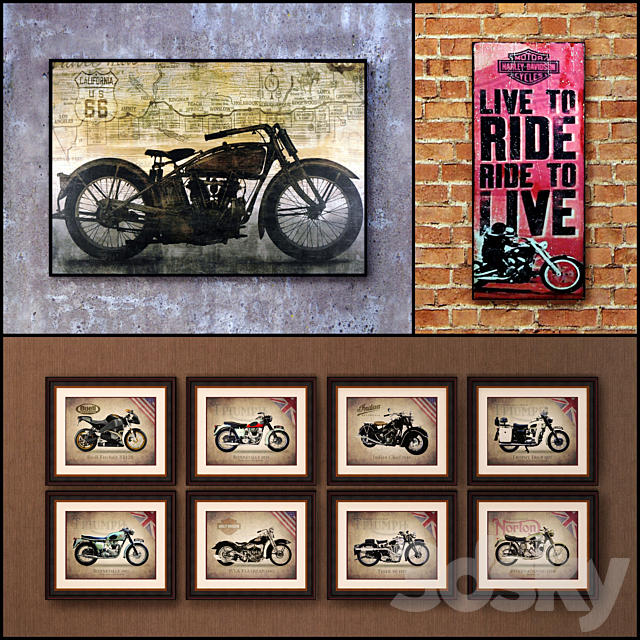 The picture in the frame: 20 Pieces (collection 73) Motorcycle 3ds Max - thumbnail 1