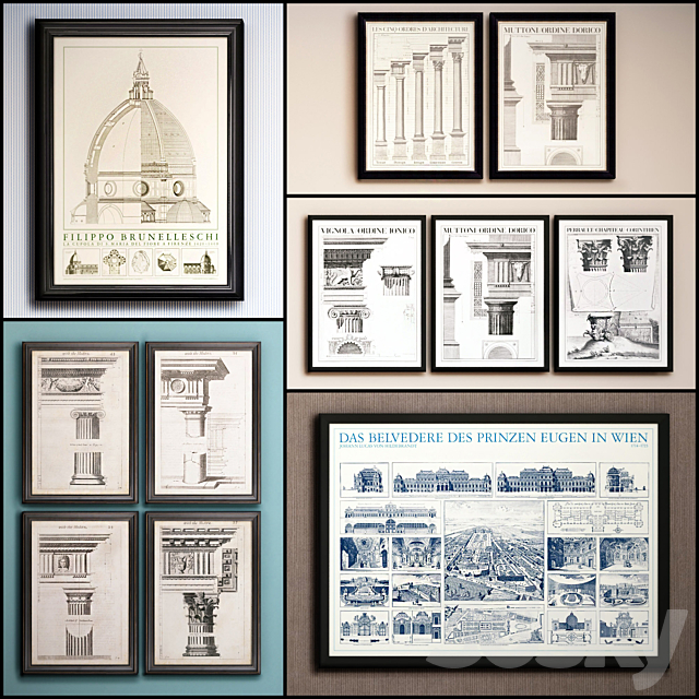 The picture in the frame: 21 Pieces (Collection 51) Architecture 3DS Max Model - thumbnail 1