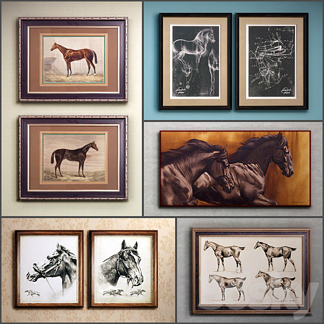 The picture in the frame: 22 piece (Collection 46) Horse 3ds Max - thumbnail 1