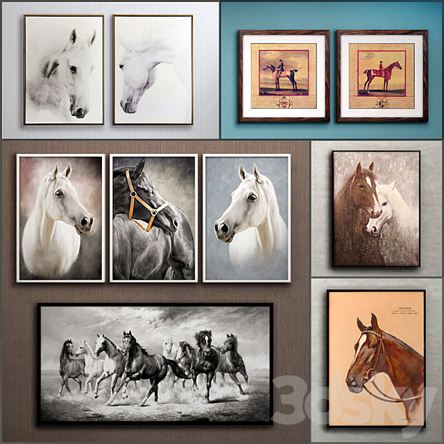 The picture in the frame: 22 piece (Collection 46) Horse 3ds Max - thumbnail 2