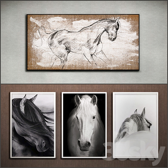 The picture in the frame: 22 piece (Collection 46) Horse 3ds Max - thumbnail 3