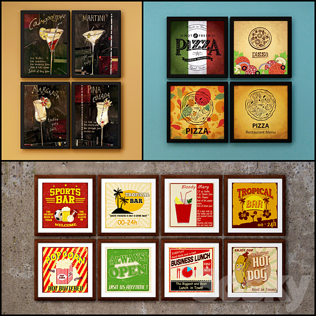 The picture in the frame: 36 Pieces (collection 68) Bar topic 3DSMax File - thumbnail 1