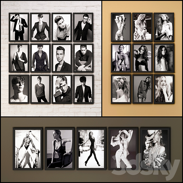 The picture in the frame: 66 pieces (66 collection) Photo Frame 3DS Max Model - thumbnail 2