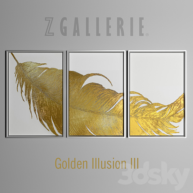 Triptych Golden Illusion III from zgallerie 3ds Max - thumbnail 1