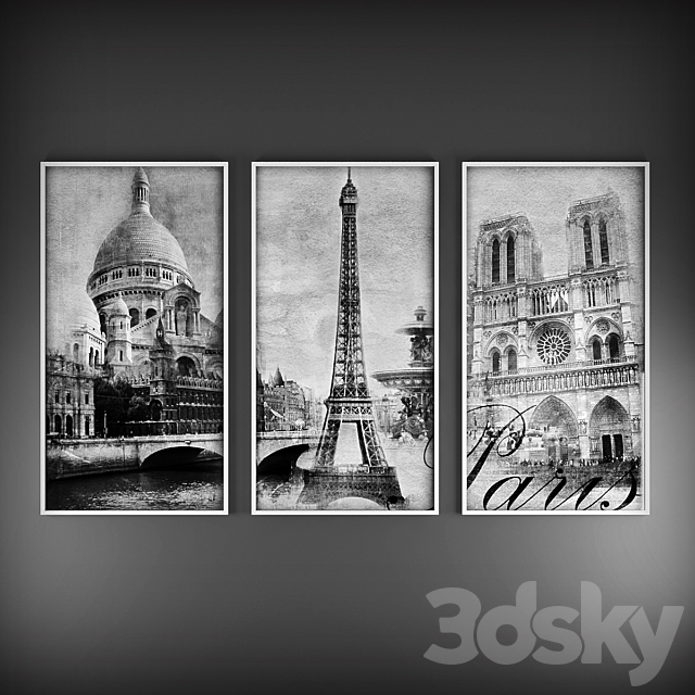 Triptych “Paris” 3ds Max - thumbnail 1