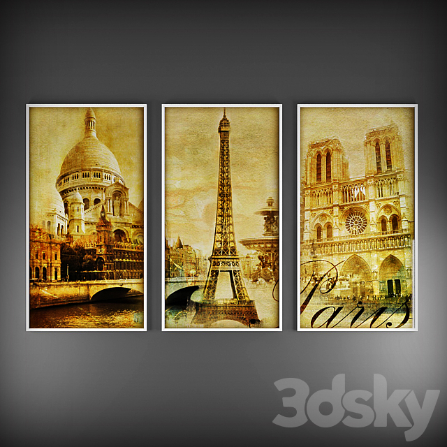 Triptych “Paris” 3ds Max - thumbnail 2