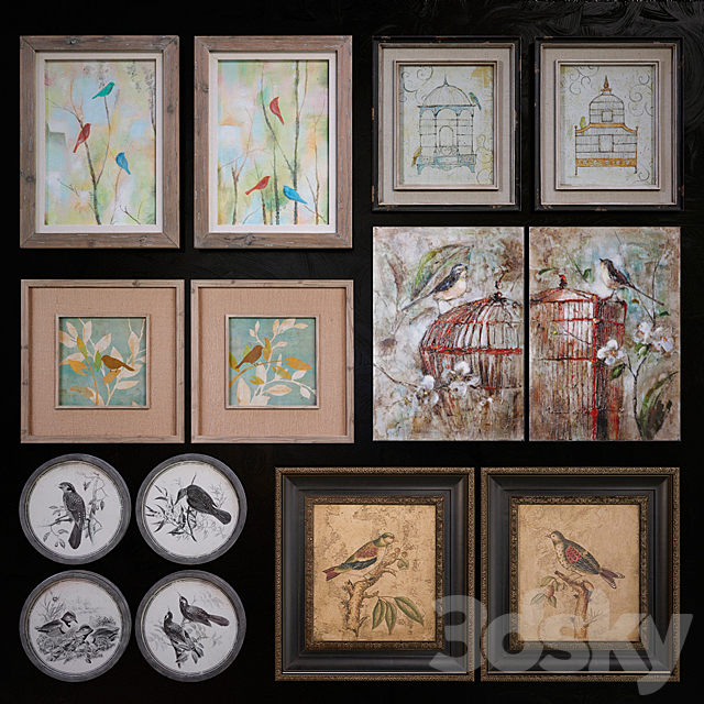 Uttermost birds pictures set 3DSMax File - thumbnail 1