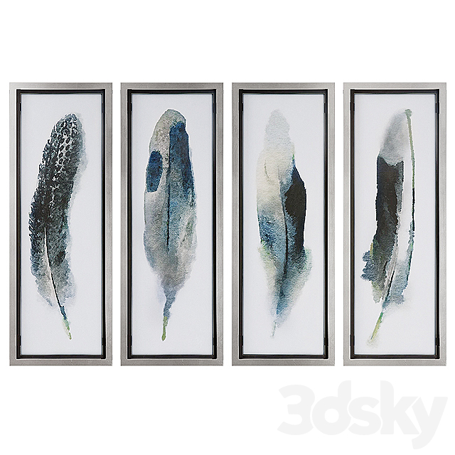 Uttermost Feathered Beauty Wall Art Prints (Set of 4) 3DSMax File - thumbnail 1