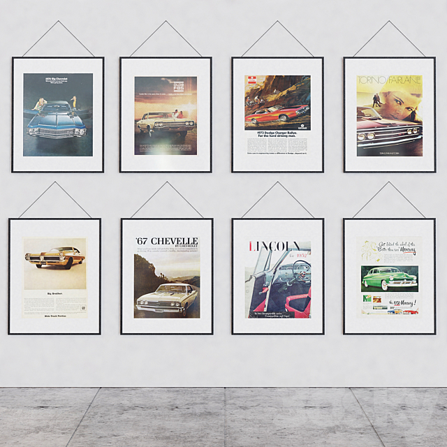 Vintage car posters 3ds Max - thumbnail 1