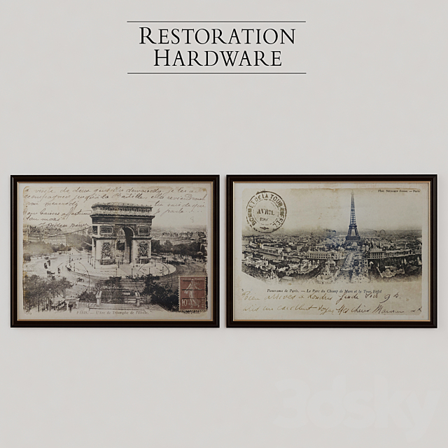 Vintage french postcards large 3DSMax File - thumbnail 1