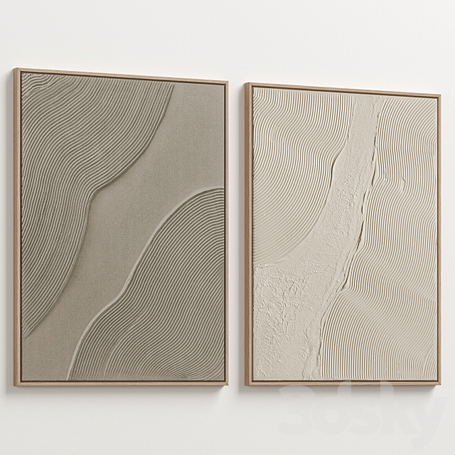 Wabi-Sabi Relief Plaster Wall Art C-906 3ds Max - thumbnail 3