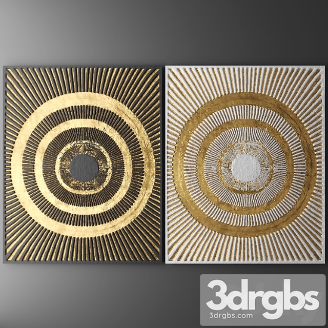 Wall Decor Picture Gold Lux ​​Lukhuri Decor Art Contemporary Art Abstraction Circles Sun 3dsmax Download - thumbnail 1