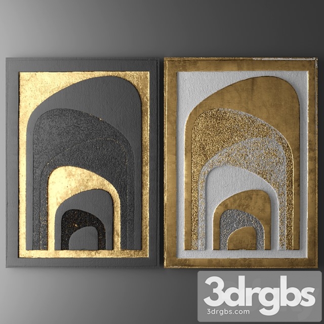 Wall Decor Picture Gold Luxury Lukhuri Decor Art Modern Art Abstraction 22 3dsmax Download - thumbnail 1