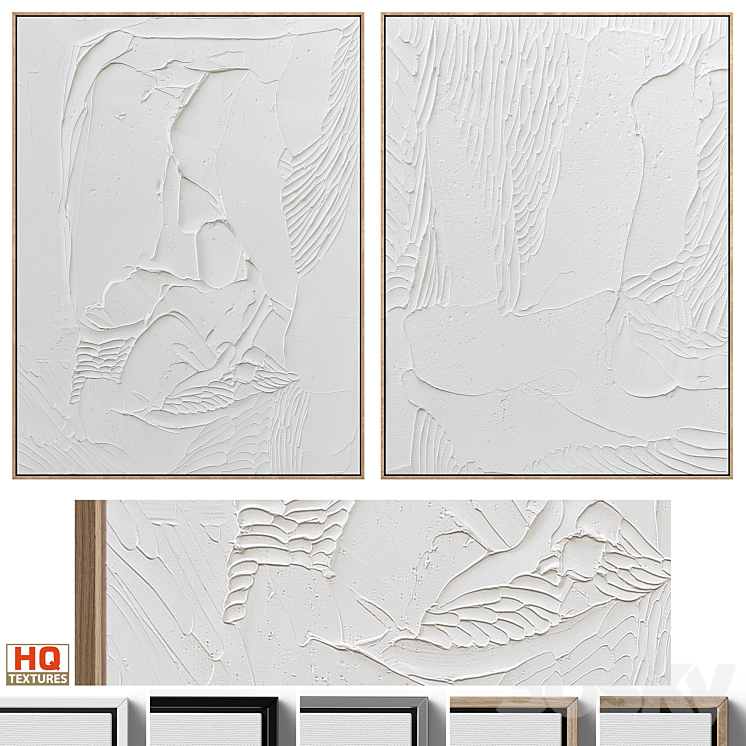 White Textural Plaster Wall Art C-438 3DS Max Model - thumbnail 1