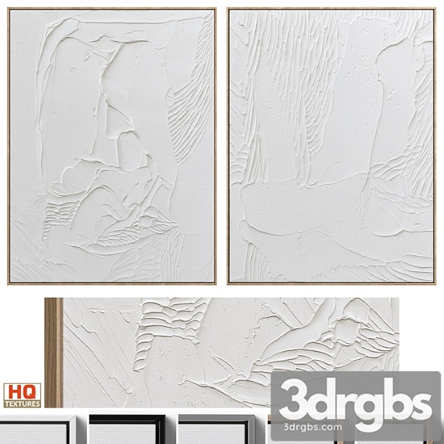 White Textural Plaster Wall Art C 438 3dsmax Download - thumbnail 1