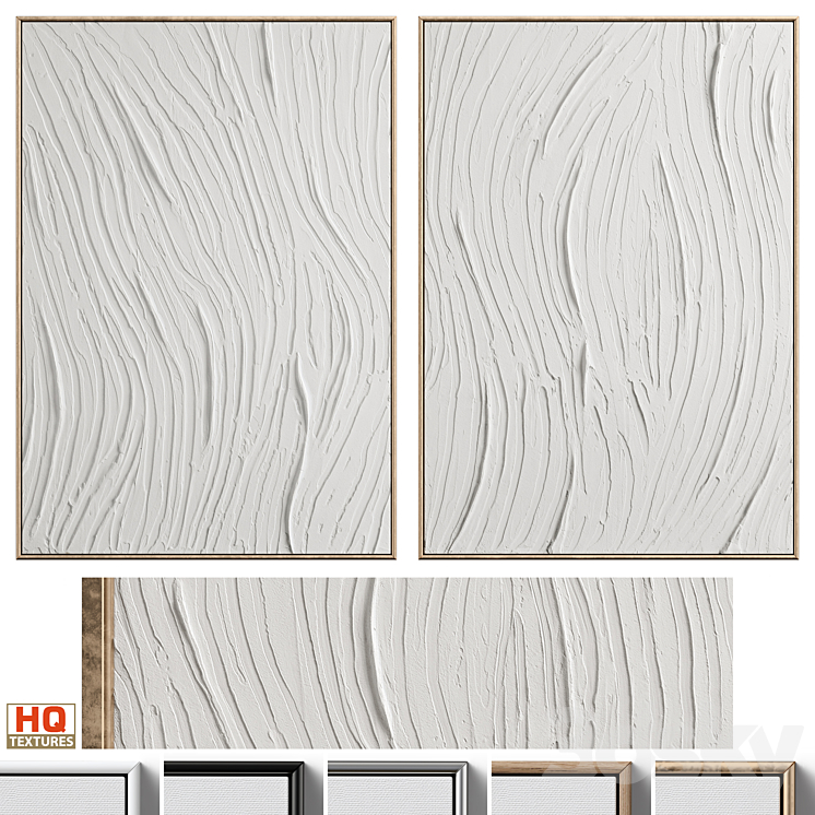 White Textural Plaster Wall Art C-455 3DS Max Model - thumbnail 3