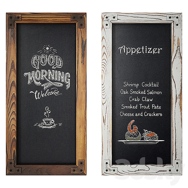 Wood Frame Chalkboard set1 3DSMax File - thumbnail 1