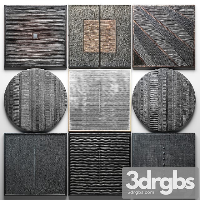 Wood wall sculpture wall decor a set of paintings luxury panels loft black painting eco design natural decor wooden interior stylish carving 3dsmax Download - thumbnail 1