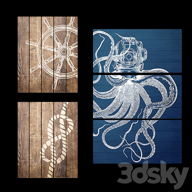 Wooden panels. Collection 44 3DS Max Model - thumbnail 2