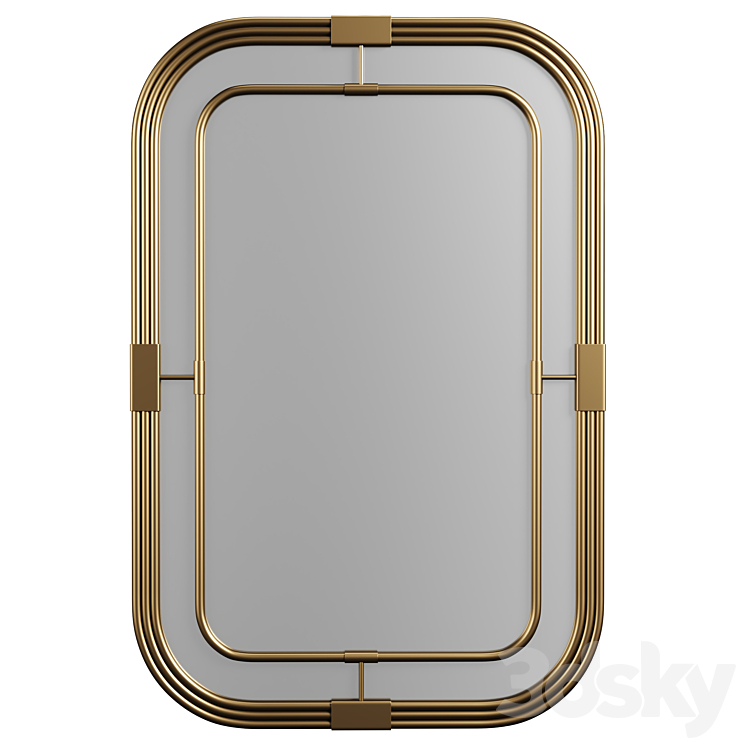 28W x 42H Rectangle Metal Piping Mirror 3DS Max Model - thumbnail 1