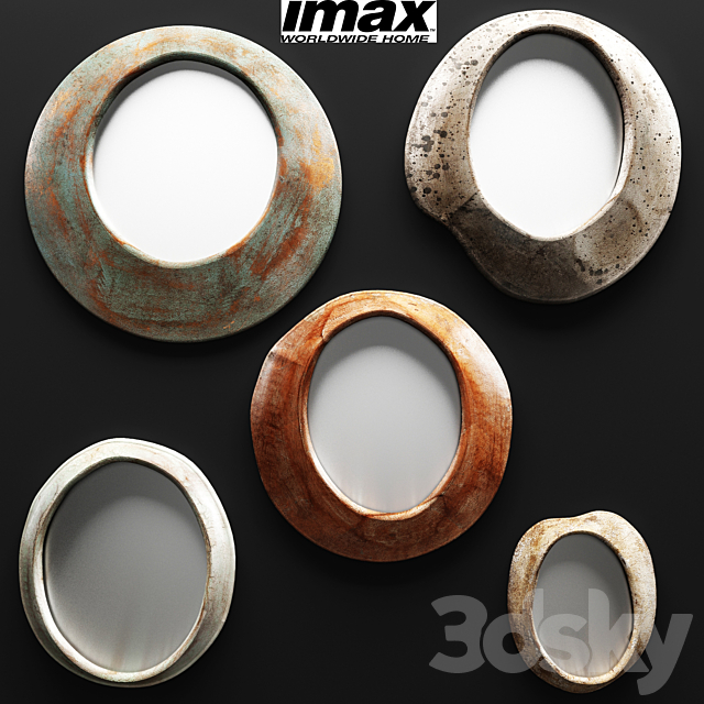 5 Piece Alexa Abstract Mirror. metallic. decor. abstraction. copper. copper. patina 3DSMax File - thumbnail 1