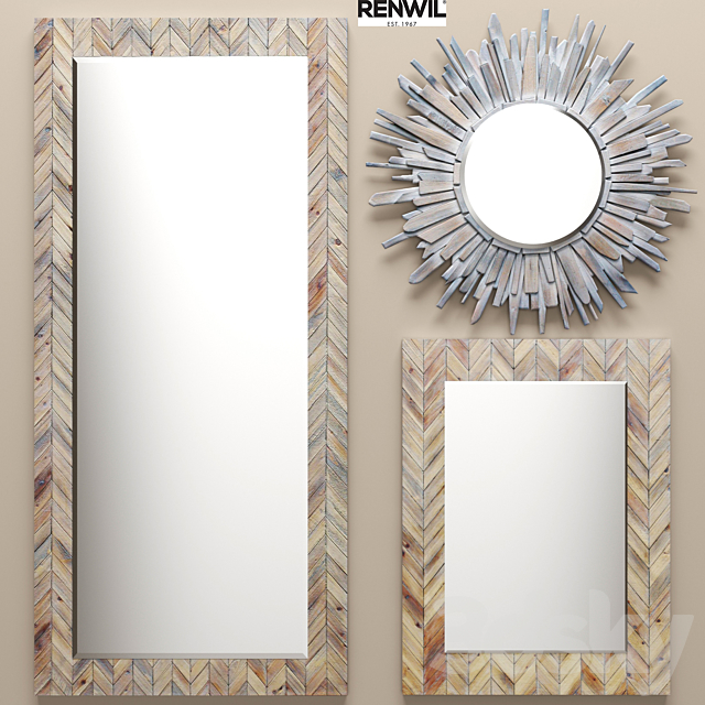 a set of mirrors RENWIL. wooden. sun. eco. eco-design 3DSMax File - thumbnail 1