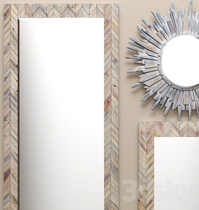 a set of mirrors RENWIL. wooden. sun. eco. eco-design 3DSMax File - thumbnail 2