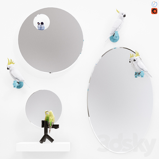 A set of mirrors “The Parrot Party” 3DSMax File - thumbnail 1