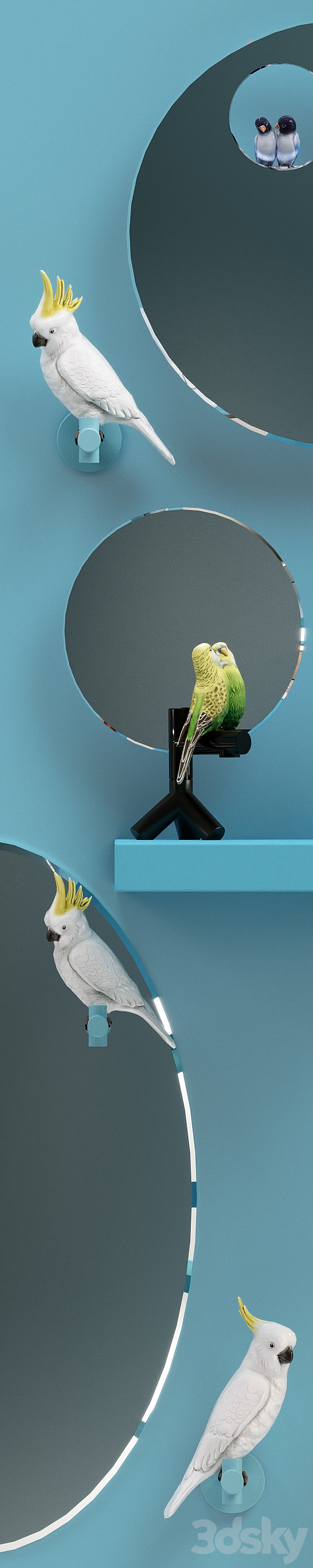 A set of mirrors “The Parrot Party” 3DSMax File - thumbnail 2