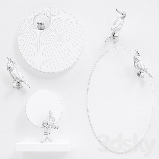 A set of mirrors “The Parrot Party” 3DSMax File - thumbnail 3