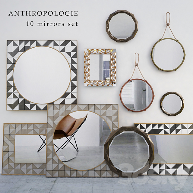 Anthropollogie Mirrors set 3DSMax File - thumbnail 1