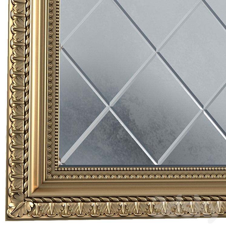 Antique beveled mirror in classic frame. Beveled Accent Mirror 3DS Max - thumbnail 2