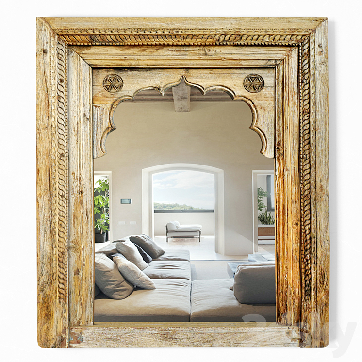 Antique Raja Window Mirror 3DS Max Model - thumbnail 1